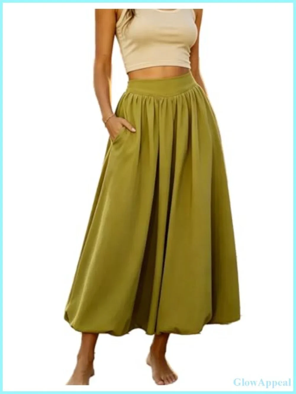 Y2K Bubble Maxi Skirt for Women High Waisted A-Line with Pockets
